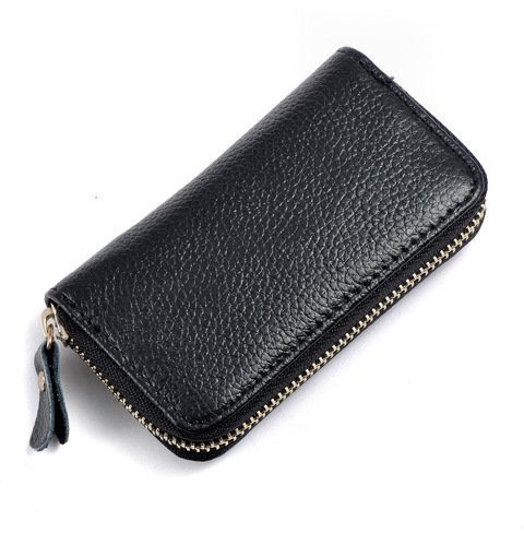Etui Porte-Clé Cuir,Etuis Porte-Clés de Voiture,Porte Clef Cuir,Portefeuille,Porte Clés Clef Protection Organiseur, Porte-clés avec Crochet en métal Et Fermeture éclair,Avec 6 crochets (noir)