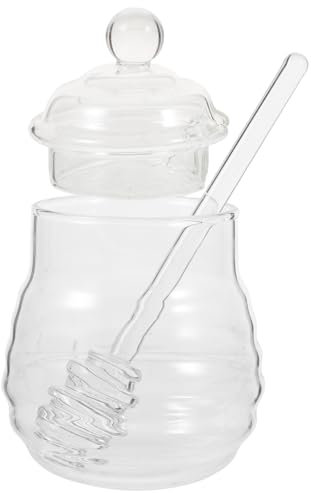 Alipis 250ml Glass Honey Pot and Jar Set with Dipper and Lid Bee Honey Jar for Kitchen Use Storage Container