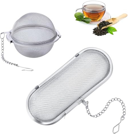 2 Stück Gewürzei, Gewürzsieb Zum Mitkochen, Teesieb Für Losen Tee, Teesieb Edelstahl, Gewürzkugel Mit Kette Gewürzsieb, 11 Cm Tee-Ei Für Losen Tee, Kaffee, Rose, Gewürze Und Kräuter