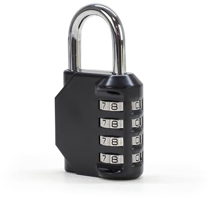 Cadenas à Code pour Casier, Armoire, Coffre, Porte Atelier, Abri de jardin - Combinaison Code 4 chiffres, Sécurité renforcée, Cadenas en Acier trempé et alliage de zinc, Noir