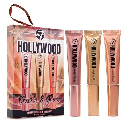 W7 Hollywood Blush and Glow - Matter Blusher und Highlighter Trio | Glow Boost für Alle Hauttöne