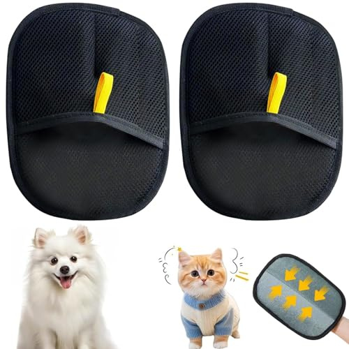 2 Pcs Reusable Static Removal Gloves Pet Hair, Cat Grooming Double Sided Grooming Glove for Pets, Furmingle Double Sided Glove for Dog and Cat Pet Grooming Gloves for Clothes, Sofas, Deshedding