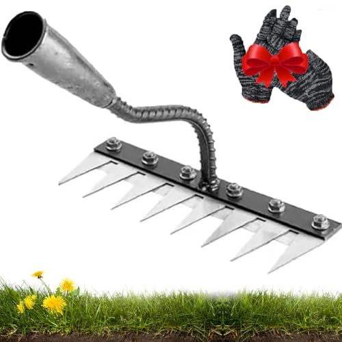 Rateau De Désherbage Berthaus, Râteau De Désherbage De Jardin en Acier Au Carbone, 8 Dents Râteau De Jardin en Métal Très Résistant, Râteau en Fer pour Jardinage Et Désherbage (8 Dents)
