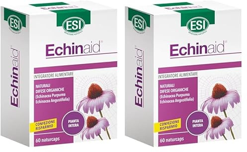 ESI - Echinaid, Integratore Alimentare a Base di Echinacea, Favorisce le Difese Immunitarie Contro i Malanni Tipici della Stagione Invernale, Senza Glutine e Vegan, 60 Naturcaps (Confezione da 2)