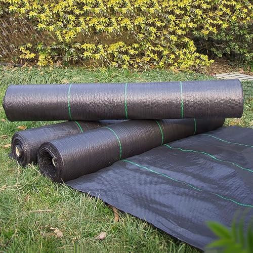 Kraftigt ogräsbarriärtyg – 0,6 m x 200 m geotextillandskap marktäckningsmatta för effektiv ogräsbekämpning och trädgårdsskydd – trädgårdsskötsel ogräsmedel