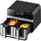 XYJBHB XXL Dual- Zone Heißluftfritteuse 9L (2×4.5L), 8-in-1 Airfryer mit Sichtfenster & Touchscreen, 1800W, Doppelkammer, Sync-Cook, Ölfrei, Spülmaschinenfest, Smart Finish, Dörren & Vorheizen