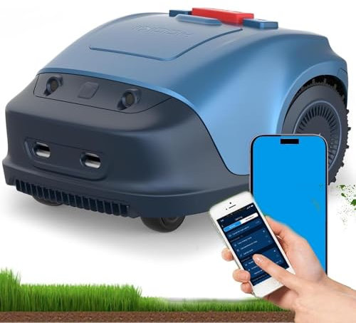 HQYMXYGEUR Robot Lawn Mower With Bluetooth App Control-Applicable Lawn Area1200㎡/Cutting Width 7 In/Tilt Angle ±33%(18°)/Work Efficiency150㎡/H-For Yards(Blue)