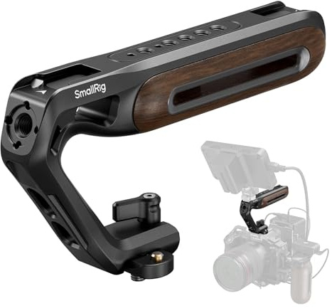 SMALLRIG Wooden Top Handle Obergriff mit NATO-Klemme und NATO-Schiene, Obergriff für Kamerakäfig, Tragkraft bis zu 15kg/33,1lb, 3/8-16 Positionierungslöcher für ARRI und 1/4-20 Gewindelöcher – 5251