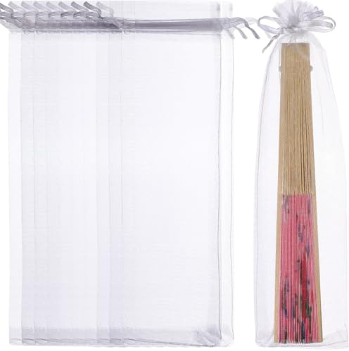 VICASKY Weißen Organzasäckchen 50pcs Mini Gift Bags 10X2.4 With Ribbon Handles Organza Säckchen Lavendelsäckchen Leer Zum BefüLlen Lavendel Organzabeutel Taschen Verpackung Stabkerzen Faltender