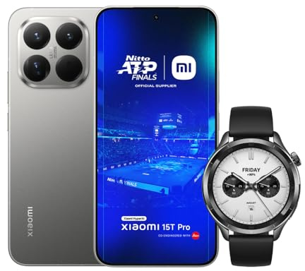 Xiaomi 15T Pro, Smartphone 12+512GB, Display Eye-care 6,83 144Hz, MediaTek Dimensity 9400+, Leica 5x Pro 50MP, 5500mAh, Garanzia 2 Anni, Titanio, Caricabatterie non incluso +Xiaomi Watch S4 Nero