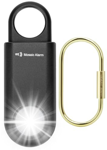 135dB Aufladbarer persönlicher Alarm mit Ultrabright-Taschenlampe – Schlüsselanhänger-Sirene für Frauen, Kinder & Notfälle | SOS-Alarm, lauter Wander-Alarm & Bärenschreck Schwarz