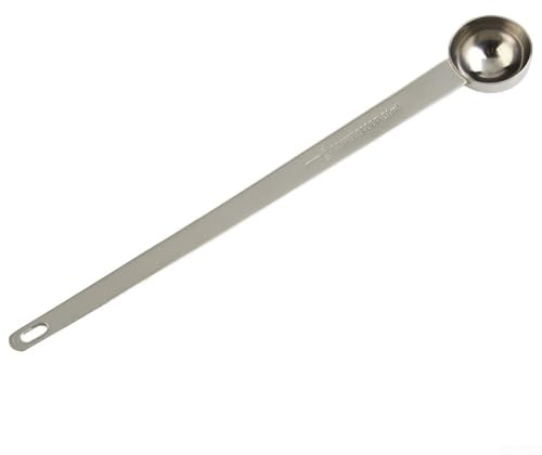 Cucchiaio dosatore per caffè in acciaio inox con manico lungo con scala graduata per uso in cucina, capacità da 5 ml a 30 ml (10 ml)