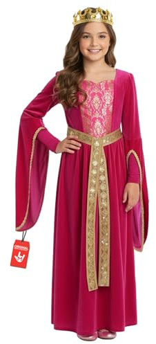 Morph Disfraz Princesa Medieval Niña, Disfraz de Cuento Halloween Niña | Vestido Rosa con Detalles Elegantes, Estilo Princesa Medieval, Perfecto para Halloween, Ideal para Juegos de Rol