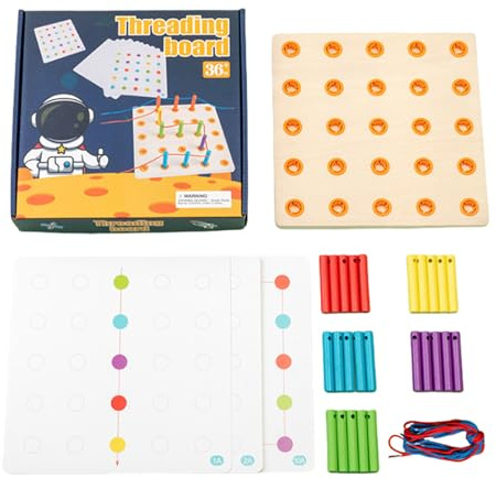 Lacing Board Wood - interaktivt trådspel pedagogiskt lärande spel | Färgglada aktivitetsleksaker för barn, sensoriomotorisk träning, handkoordination, kreativt lärande,