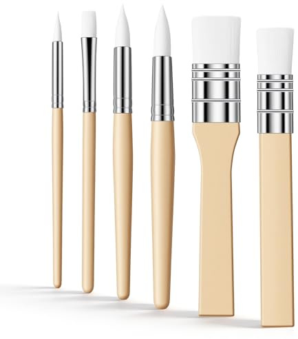 LXUEJIE 6Pcs Wooden Paint Brush Set, Paintbrushes for Acrylic Painting | Painting Brushes Artist Paintbrushes for Oil Watercolor Canvas Boards Rock Body Face Nail Art, DIY Arts Crafts Supplies