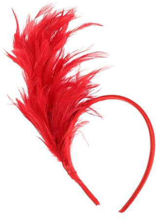 SMASOLO Fascinator Rosso per Donne Piume Fascia per Chioma da Festa e Cerchietto Piccolo Accessorio per Matrimoni Tea Party e Carnevale