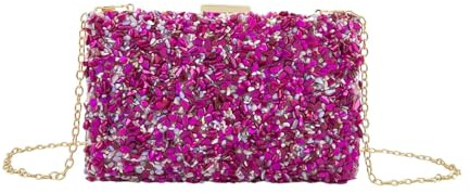 MODELISA - Bolso Clutch Piedra Cartera De Mano Fiesta Cadena Hombro Evento Noche Comunion Boda Novia Mujer
