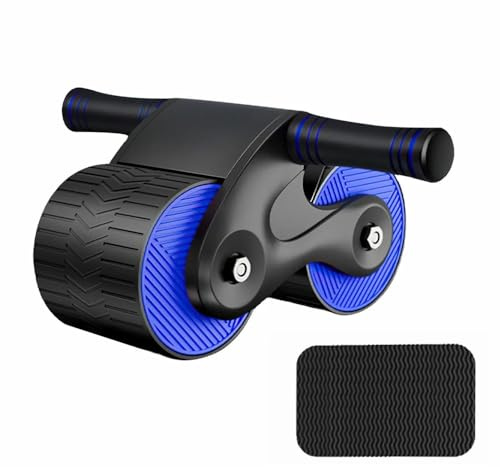 LIVHOME Automatic Rebound Ab Roller Wheel with Knee Mat, Double Wheel Core Trainer for Abs Workout, Home Gym Abdominal Exercise Roller for Strength Training