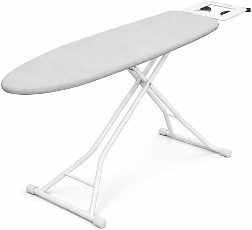 TREATY Adjustable Ironing Board Foldable Compact Design with Anti-Slip Feet, Sturdy Steel Frame, Secure Lock System, Multi Height Settings for Comfortable Ironing 110x30cm (Grey)