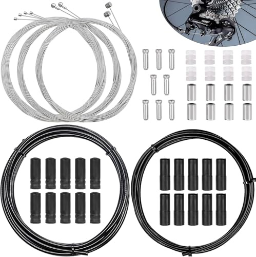 Universal Bicycle Brake Cable,Bicycle Shift Derailleur Bike Cable Housing Kit with O-Rings End Caps for Mountain Road Bike Repair