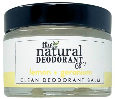 The Natural Deodorant Co, Balsamo Deodorante Pulito Limone + Geranio 55g, Senza Alluminio, Senza Plastica, Protezione Per Tutto Il Giorno