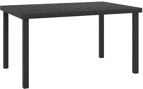 Zeehear trädgårdsbord svart 140 x 90 x 74 cm aluminium WPC väderbeständigt för trädgård terrass balkong utomhus matbord loungebord sidobord utrymmesbesparande robust hållbart