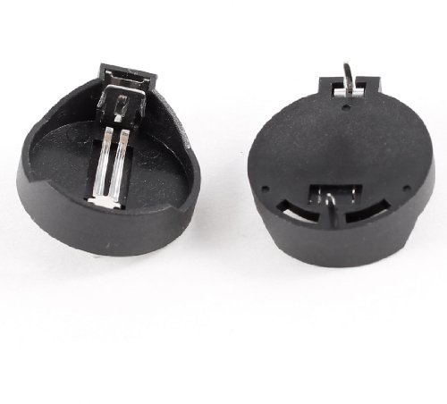 sourcing map 2 Stücke CR2025 Knopfzellen Batteriehalter Socket Kasten 2 Pins schwarz de