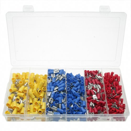 Alkan Flachstecker Flachsteckhülsen 500-tlg 0,5-6 mm² | Lötfreie Flachstecker und Flachsteckhülsen in Rot, Blau und Gelb, 0,5-6,0 mm², 500-tlg sortiert
