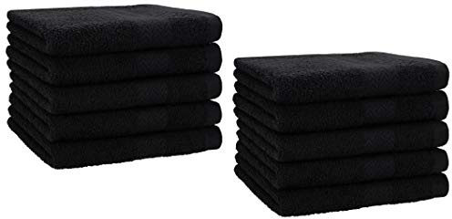 Betz Set de 10 Toallas de Primera Calidad - Toallas de Cara - Toallas de Mano - 30 x 50cm - Negro