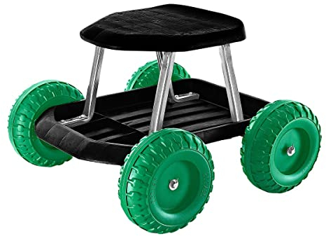 TRI Rollsitz, fahrbare Sitzgelegenheit Gartengerät mobiler Gartensitz Gartenwagen Gartenhelfer Rollwagen Garten Gartenarbeit Werkstattwagen Kniebank Sitzroller Gartenhocker mit Rollen rückenschonend