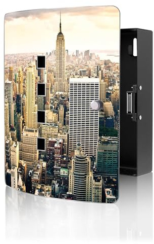 banjado Design Schlüsselkasten aus Edelstahl für 10 Schlüssel - Schlüsselschrank zur Schlüssel Aufbewahrung 24 x 21,5 x 7cm groß mit praktischem Magnetverschluss - Motiv New York City