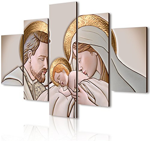 Lupia - Quadro Moderno VOGUE 66x115 cm THE KISS CERAMIC a 5 Pezzi, Stampe Artistiche modulari Sacra famiglia, Pannelli Legno Ecologico MDF, Pronti da Appendere, Soggiorno Camera da letto, Ufficio