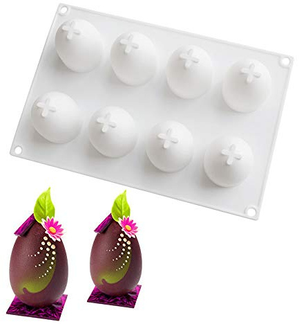 Moule à gâteaux en Silicone, moule silicone pour Glace Chocolat Pâtisserie Dessert, 8 Trous Forme de Oeuf