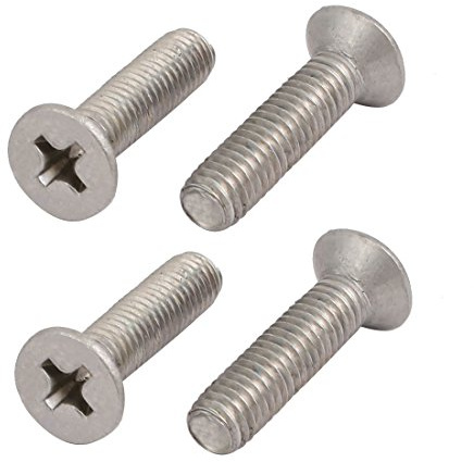 sourcing map 4 Stück Phillips Senkkopfschrauben M5x20mm 304 Edelstahl | Flachkopf Kreuzschlitz Linksgewinde Bolzen, M5x20mm, 304 Edelstahl, Flachkopf Kreuzschlitz Linksgewinde, Bolzen