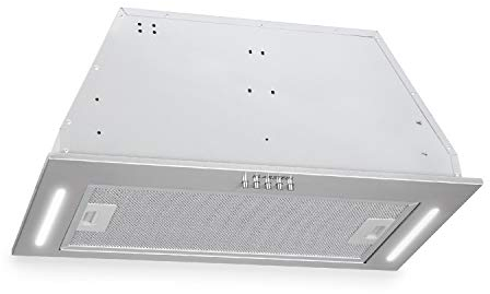 Klarstein Down Under - Campana extractora, Extractor de humos, 60 cm, Absorción de 590 m³/h, 190 W de potencia en 3 niveles, LED, Acero inoxidable, 61 dB, Material de montaje, Plateado