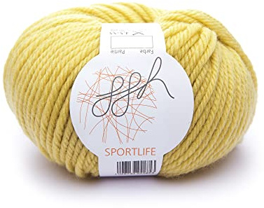 ggh Sportlife | Wolle zum Stricken oder Häkeln | 50 g Knäuel | 100% Schurwolle superwash | Farbe 048 - Senfgelb