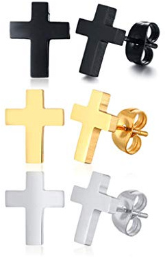 3 Paar Herren Damen Kreuz Tropfen Baumeln Quaste Ohrringe Set Edelstahl Rund Tunnel Gauges Schraube Ohrstecker