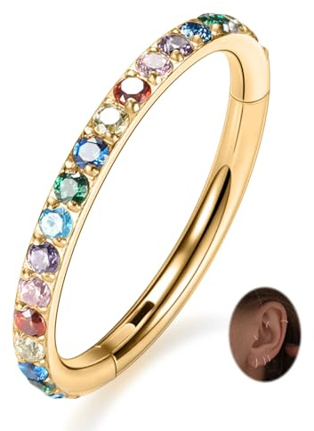 Opal CZ Conch Hoop Ring Septum Schmuck Türkis Nahtloser Clicker Ring Daith Ohrringe Chirurgischer Stahl Turm Tragus Conch Piercing Schmuck Kleiner Hoop Ohrring Nasenring 20G 18G 16G 14G 12G