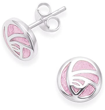 Heather Needham Sterling Silver Rennie Mackintosh Earrings - delicate Pink Enamel rose studs for summer, bridesmaids, weddings. SIZE: 8.5mm (1/3rd inch). Premium quality Gift box. 5603PK/B64