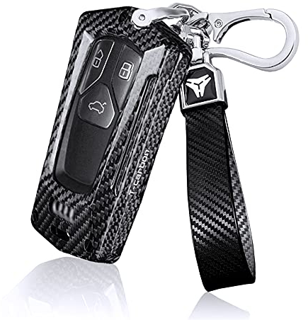 ontto Kohlefaser Autoschlüssel Hülle Passt für Audi A4 A5 Q5 Q7 TT S5 S8 S4 RS B9 F5 A6 A7 C8 A8 D5 Q2 FY Zubehör Schlüsselcover Schlüsselhülle Schlüsselanhänger Schlüsselgeh?use 3 Tasten Schwarz