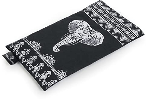 Yoga Studio Organic Aztec Elephant Eye Pillow - 23cm x 12/13cm, Organic Lavender & Linseed Scented Yoga Pillow for Tired Eyes, and Headaches (Graphite Grey Aztec Elephant)