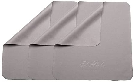 Ed Hick's,Paños de limpieza de microfibra gris extra grandes para limpiar pantallas de TV, paquete de 3, lavable, antiarañazos, antimanchas, con bolsa de almacenamiento (30x30 cm), gris, Paquete de 3