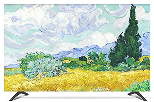 TV Cover Cover Sun Protection Computer Monitor Protector for Wall Hanging Desktop Curved Type Screen Soft Fabric Craft Tv cover (Color : H, Specification : 50 inch)