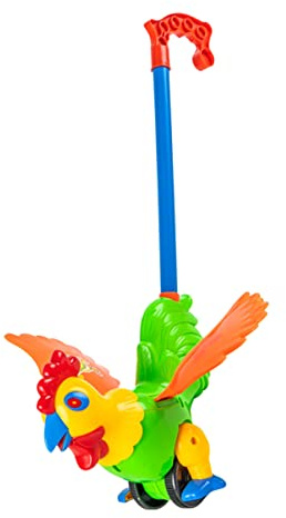 Toyvian Schiebe und Zieh Lernrollator mit Kreativem Rooster Design aus Kunststoff Komfortabel und Weich Frühpädagogisches Spielzeug zum Fördern der Motorik Zufällige Farbe