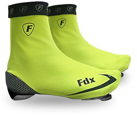FDX Thermal Cycling Shoe Covers, Cold Protection Warm Winter Bike Overshoes Windproof Water Resistant Gaiters for Men and Women - Road Biking, MTB Accessories (Yellow, M)