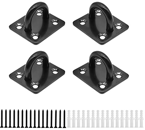 HOMPER M6 4Stück Edelstahl Augplatte mit Öse, für Decksplatte Sonnensegel Decken Wand Befestigung Haken,mit Schrauben，schwarz