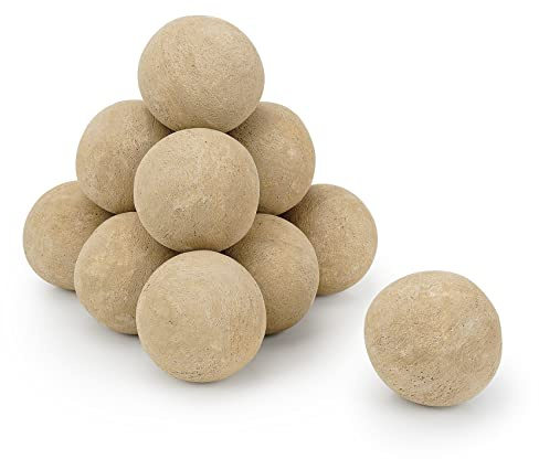 Stanbroil Bolas de fuego de cerámica – Piedras redondas de 4 pulgadas para hoguera y chimenea – Juego de 12, beige