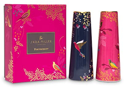 Sara Miller SMC79407-XG Portmeirion Chelsea Salz- und Pfefferstreuer-Set, Blau und Rosa, Keramik