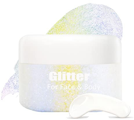Körper Glitter Gel - Biologisch Abbaubares Gesicht und Meerjungfrau Flüssiger Lidschatten, Feiner Glitter für Körper, Haar, Hochzeit, Festival, 1.4 oz (#03)