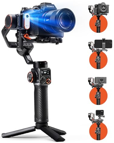 hohem iSteady MT2 Kit, 3-Axis Camera Stabilizer with AI Tracker Fill Light, Lightweight All-in-One Gimbal for Sony/Canon/Nikon/Panasonic/Gopro/Smartphone, Native Vertical Shooting, 2.64LB Max Payload